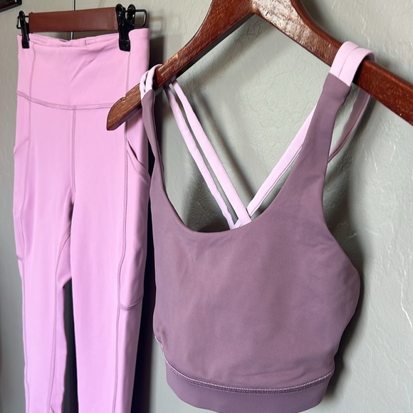 Size 6 - like New. - worn once - lululemon light purple w sports bra - Picture 2 of 4